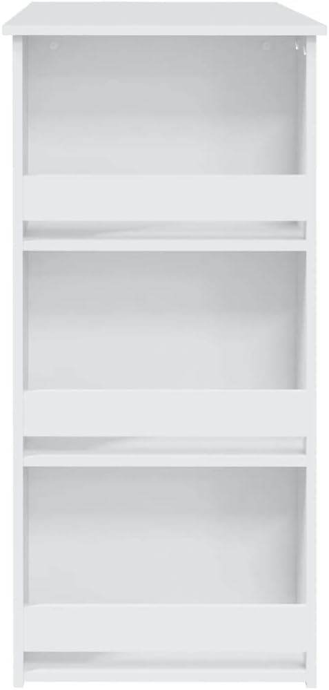 White Bar Table 19.7x40.2x40.7 in Engineered Wood Rectangular High Top Dining Table with Shelves for Small Kitchen Spaces Living Room or Bar Area
