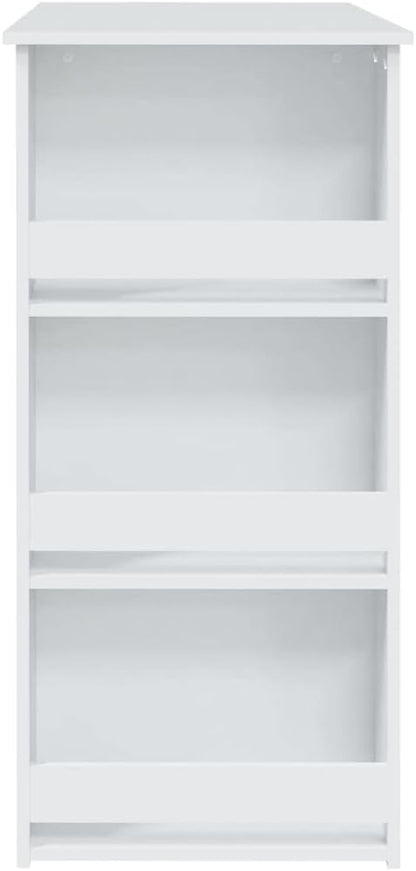 White Engineered Wood Bar Table 40.2 x 19.7 x 40.7 Inches with Shelves, Modern Kitchen Dining Table for Home Storage and Entertaining, Sleek Design Easy Maintenance Versatile