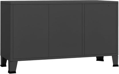 Anthracite Metal Sideboard, Rectangular Storage Cabinet, 41.3" Living Room Buffet, Matte Finish, 3-Door, Industrial Design Furniture for Home Kitchen Furnitur