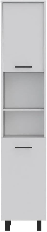 FM FURNITURE Nashville 2 Piece Kitchen Set, Kitchen Island and Pantry Cabinet with 3 Shelves, White/Onyx