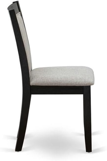East West Furniture MZC6T06 Monza Parson Chairs - Shitake Linen Fabric Padded Dining Chairs, Set of 2, Wirebrushed Black