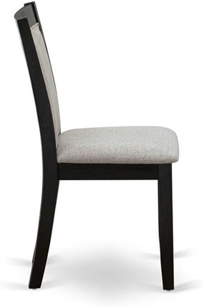 East West Furniture MZC6T06 Monza Parson Chairs - Shitake Linen Fabric Padded Dining Chairs, Set of 2, Wirebrushed Black
