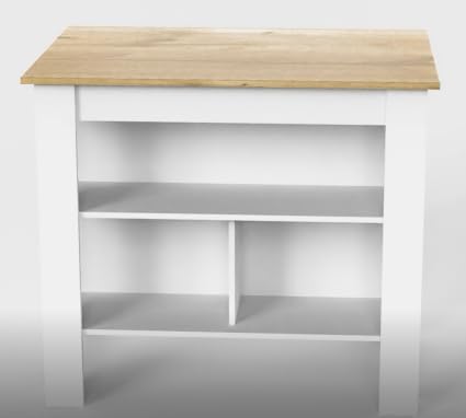 Modern Dining Table Kitchen Island Table 35in H Four Legs Three Open Shelves Sturdy Stable Easy Clean Adjustable Expandable Luxury Counter Console Living Room Decor
