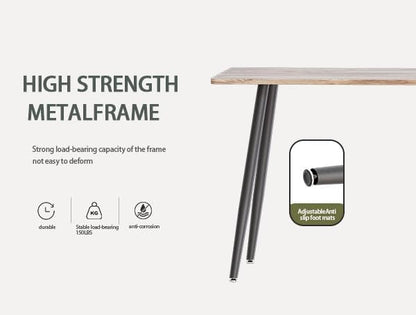 BROVAVE 47" Sturdy MDF Dining Table, Island Table with Metal Legs, Rustic Dining Tables with Non-Slip Pads for Kitchen, Wood
