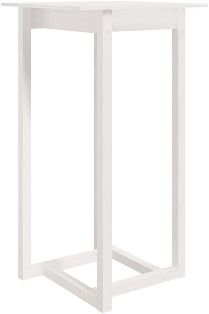 White Solid Pine Wood Bar Table, Durable Square Dining Table for Kitchen & Small Spaces, Tall Rustic Room Furniture