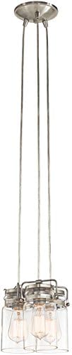 Kichler Brinley 7.75" 3 Light Pendant with Clear Glass Brushed Nickel