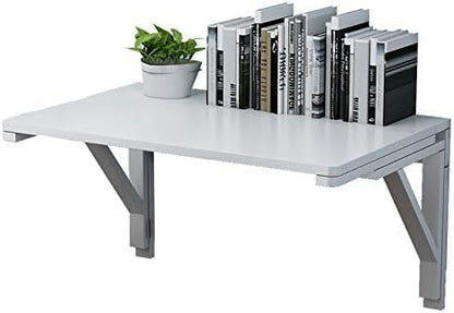 MM MELISEN Wall Mounted Folding Table, 23.6"L x 15.7"W, White, Space-Saving Design