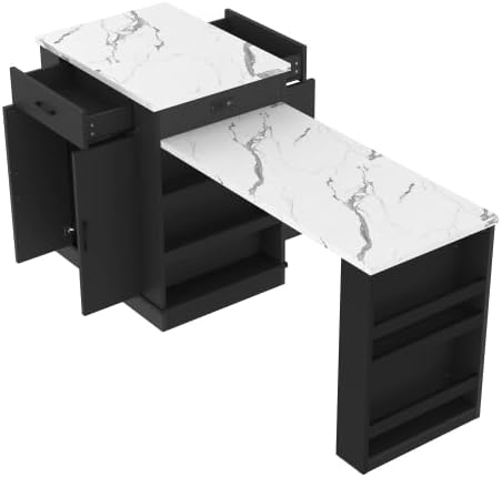 Bellemave Kitchen Island with Extendable Dining Table, 80.7" Kitchen Storage Islands with Double-Door Cabinet, Power Outlet, 2 Drawers & 2 Open Shelves, Temporary Breakfast Bar (Black/80.7")