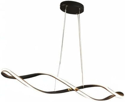 39 Inch Modern LED Pendant Light, Remote Control Dimmable Adjustable Height, DIY Kitchen Island Lighting & Dining Room Chandelier, Energy Saving Matte Black Linear Chandelier