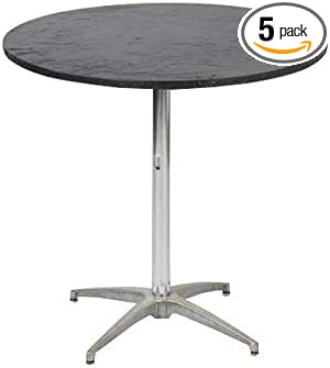 Kwik-Covers 36" Round Fitted Plastic Table Covers, Bundle of 5 (Black)