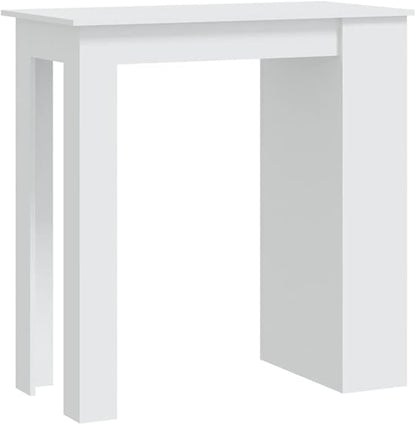 White Engineered Wood Bar Table 40.2 x 19.7 x 40.7 Inches with Shelves, Modern Kitchen Dining Table for Home Storage and Entertaining, Sleek Design Easy Maintenance Versatile