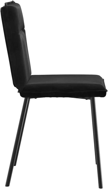 Set of 6 Black Velvet Dining Chairs Modern Design Rectangular Compact for Dining Room Kitchen Living Room