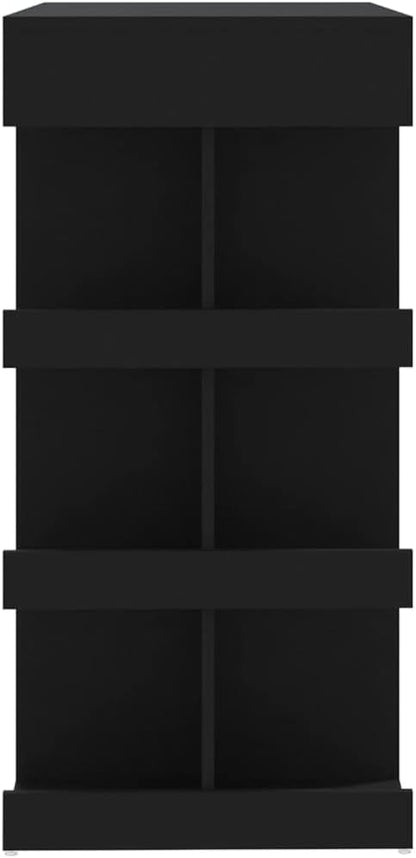 Bar Table Black Engineered Wood, Standard Rectangular Kitchen Dining Table, Modern Design for Indoor Living Space, 3 Shelves, Footrest, 39.4 x 19.7 x 40.0 Inches