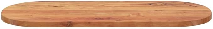 Oval Acacia Wood Table Top 39.4"x15.7" Solid Wood Dining Countertop, Heat Resistant Butcher Block Desk Surface, Natural Finish for Kitchen, Office or Small Restaurant