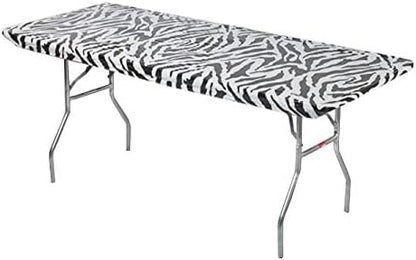 Kwik-Covers 6' Rectangle Plastic Table Covers 30" x 72", Bundle of 5 (Zebra)