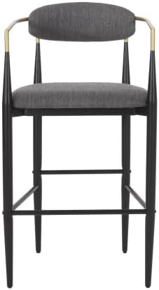 NewCosmos Barstools Set of 2, Counter Height Upholstered Bar Stools with Backs and Iron Legs for Kitchen Island, Gray Fabric Seating 260LBS Weight Capacity