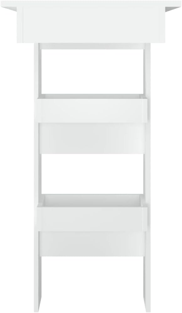 White Wall Mounted Bar Table Engineered Wood Space Saving Dining Furniture with Shelves Modern Matte Finish for Kitchen Breakfast Nook