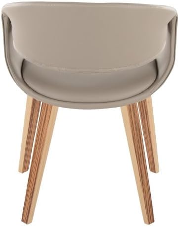 Upholstered Faux Leather Dining Chairs Set of 2, Kitchen Island Chairs with Light Grey Padded Seat and Zebra Wood Bent Wood Legs for Dining Room Living Room