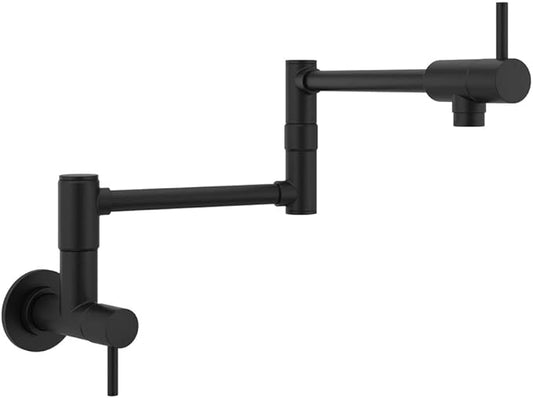 Pfister Lita Pot Filler Kitchen Faucet, 2-Handle, Wall Mounted, Single Hole, Matte Black Finish, GT533PFB