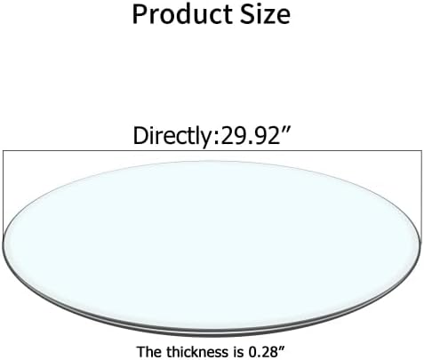 30" Clear Round Glass Table Top, Thick Tempered Glass with Smooth Polished Edge, Ideal for Kitchen, Living Room, Office or Patio Table Replacement