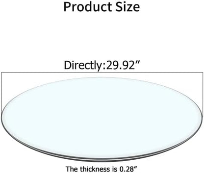 30" Clear Round Glass Table Top, Thick Tempered Glass with Smooth Polished Edge, Ideal for Kitchen, Living Room, Office or Patio Table Replacement