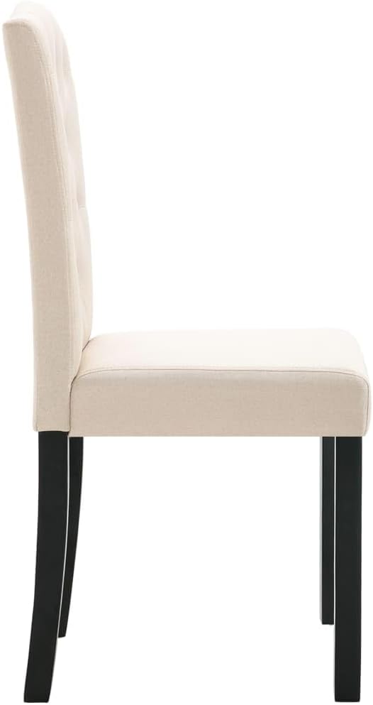 Cream Tufted Dining Chairs Set of 2 Modern Farmhouse Kitchen Furniture Solid Rubber Wood Frame Matte Finish 18.1" Leg 15.7" Seat Depth for Dining Room Living Room Corridor Bedroom