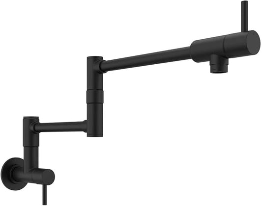 Pfister Lita Pot Filler Kitchen Faucet, 2-Handle, Wall Mounted, Single Hole, Matte Black Finish, GT533PFB