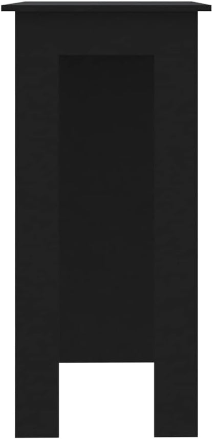 Bar Table 40.2 x 19.7 Inch Modern Kitchen Island Table with Storage Shelves Engineered Wood Matte Black Finish for Dining Room and Living Space