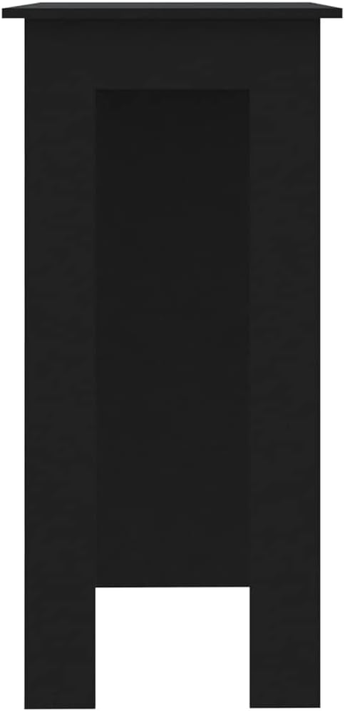 Modern Bar Table with Storage Shelves, 40.7 Inch Height, Matte Black Rectangular Design for Dining Kitchen Living Room