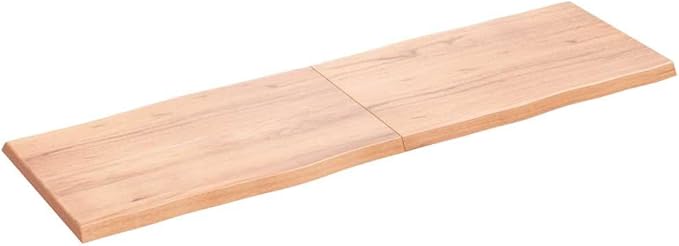 Solid Oak Live Edge Table Top 63 x 19.7 x 1.6 in, Butcher Block Desk Countertop, Foldable Small Workbench Top for Dining Room, Home Office, Varnished Light Brown Finish