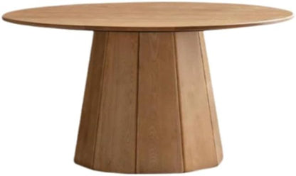 GVAwood Ash Solid Wood Round Dining Table. 59.1x59.1x29.5 inch / 150x150x75 cm/Natural Wood Color / 1.5-Meter Dining Table