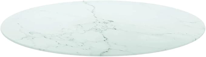 31.5 in Round White Marble Tempered Glass Table Top Modern Dining Kitchen Work Surface Easy-Clean Indoor Outdoor Small Space Solution for Living Room Dining Area