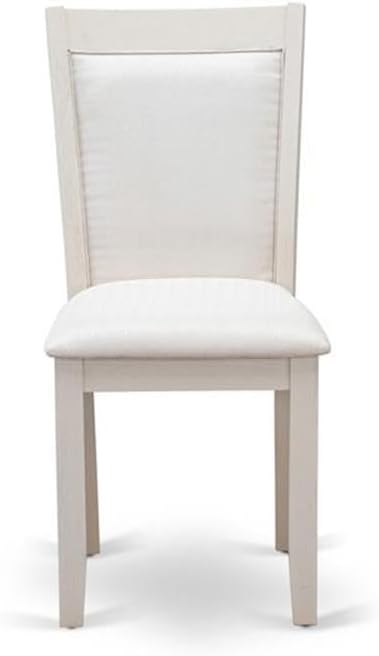 East West Furniture MZC0T01 Monza Parson Dining Chairs - Cream Linen Fabric Upholstered Chairs, Set of 2, Wirebrushed Linen White