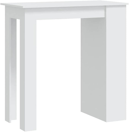 White Engineered Wood Bar Table with Shelves 40.2 in x 19.7 in x 40.7 in Modern Design for Kitchen Dining and Entertaining Storage Solution