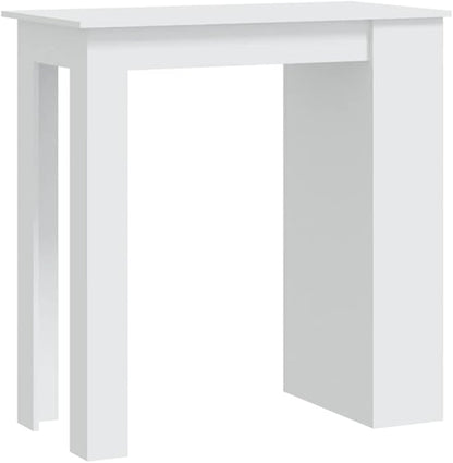 White Engineered Wood Bar Table 40.2 x 19.7 x 40.7 Inches with Storage Shelves, Modern Kitchen Dining Furniture for Home