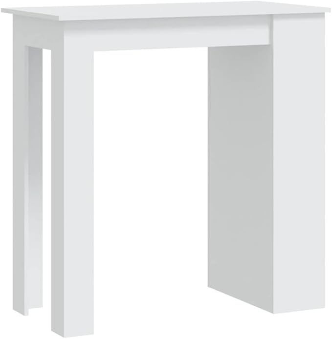 Modern Bar Table with Storage Shelves, 40.2-inch Rectangular High Top Pub Table for Home Kitchen Dining Room, White Engineered Wood Counter Height Console Table