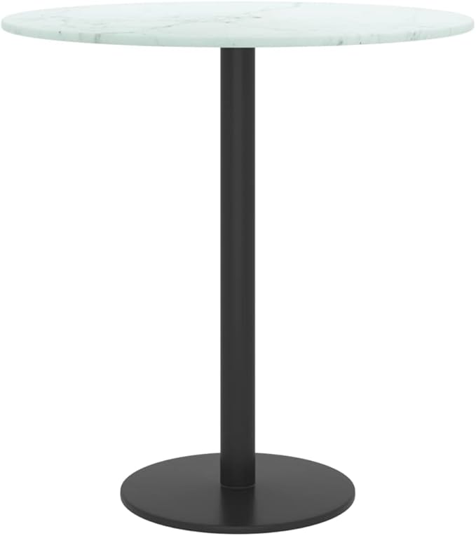 15.7" White Round Tempered Glass Tabletop, Marble Finish Thin Durable Small Table Top for Patio, Kitchen Island, RV Coffee Stand, No Assembly