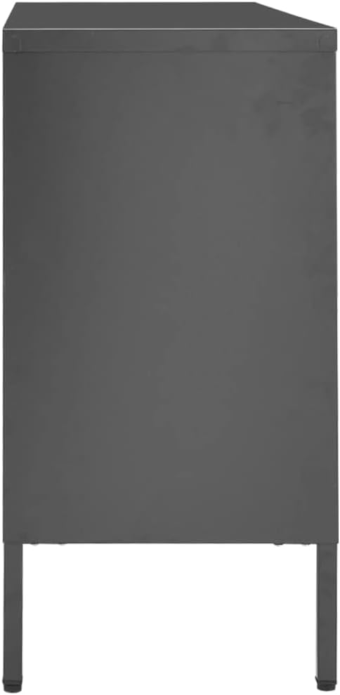 Anthracite Steel Sideboard, 41.3"x13.8"x27.6" Tempered Glass Buffet Cabinet with Drawers, Modern Storage for Kitchen, Living Room Storage Cabinets