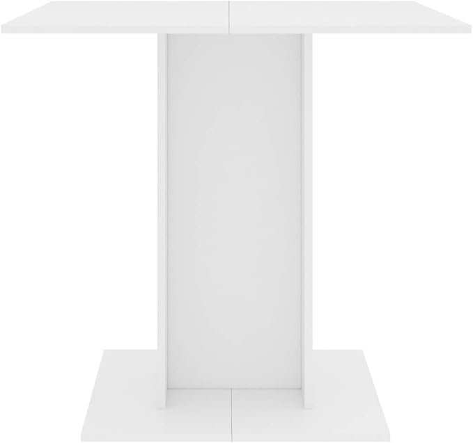White Engineered Wood Dining Table, Modern Square Kitchen Dinner Table for 4 People, 31.5 Inch Matte Finish for Dining Room