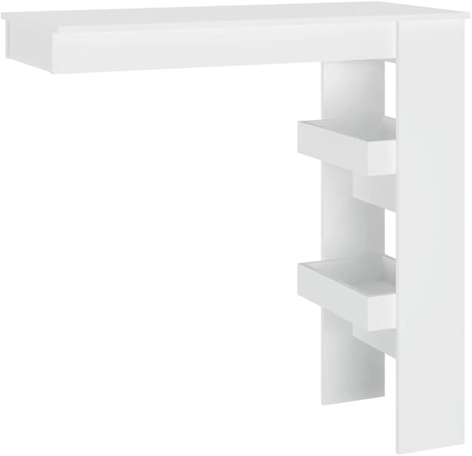 Wall-Mounted Bar Table White 40.2" Rectangular Drop-Leaf Breakfast Counter for Small Kitchen Dining Room Apartment Space-Saving Modern Matte Finish Engineered Wood