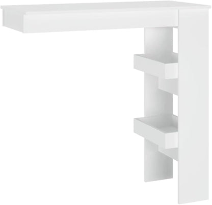 Wall-Mounted Bar Table White 40.2" Rectangular Drop-Leaf Breakfast Counter for Small Kitchen Dining Room Apartment Space-Saving Modern Matte Finish Engineered Wood
