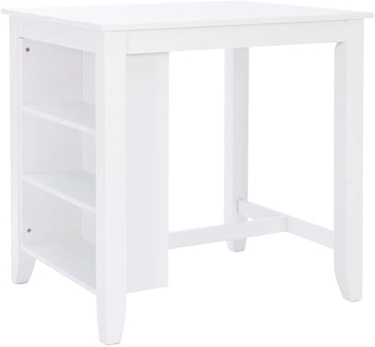 BOWERY HILL Wood Counter Height Wood Space Saving Table 3 Shelves in White Paint, 36" L x 30" D x 36" H