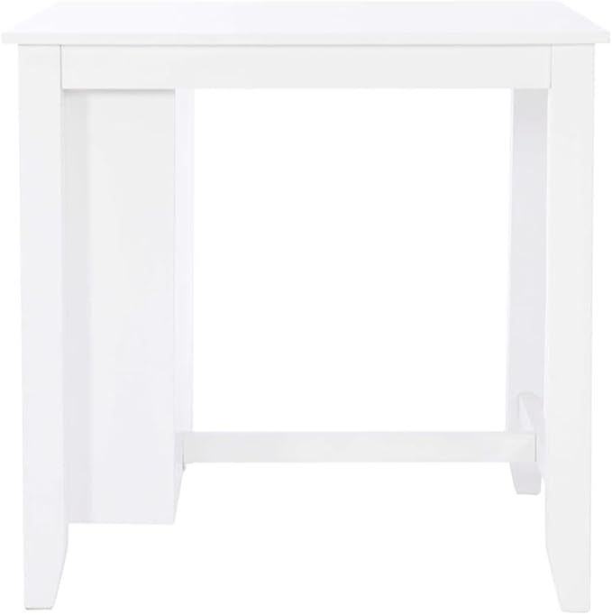 BOWERY HILL Wood Counter Height Wood Space Saving Table 3 Shelves in White Paint, 36" L x 30" D x 36" H