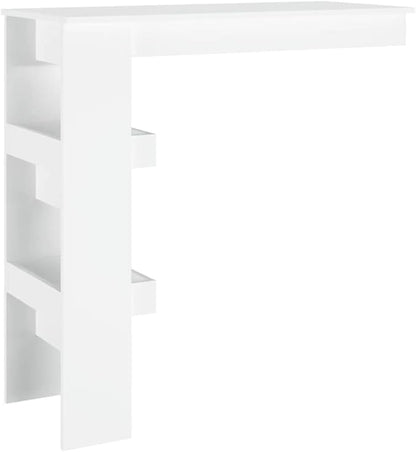 White Engineered Wood Wall Bar Table, Space-Saving Dining Island for Small Kitchens, Perfect for Modern Apartment Living
