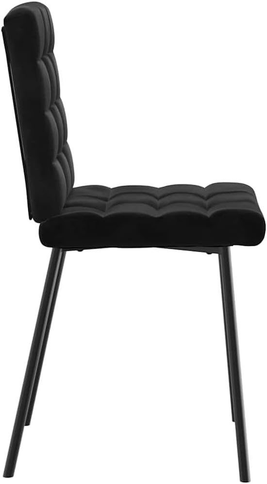 Modern Velvet Dining Chair Set of 2 Black with Metal Legs for Kitchen Dining Room Contemporary Furniture