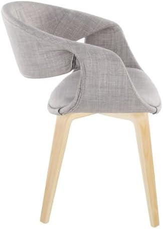 Upholstered Dining Chairs Set of 2, Kitchen Island Chairs with Grey Fabric Seat and Natural Bent Wood Legs for Dining Room Living Room Restaurant