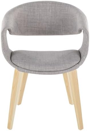 Upholstered Dining Chairs Set of 2, Kitchen Island Chairs with Grey Fabric Seat and Natural Bent Wood Legs for Dining Room Living Room Restaurant