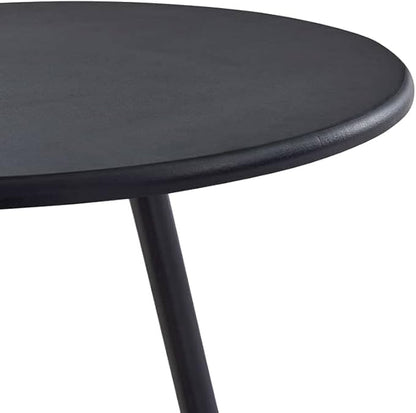 Modern Black Bar Table with Steel Frame and MDF Top for Kitchen Dining Room Compact Design Seats Four Indoor Use