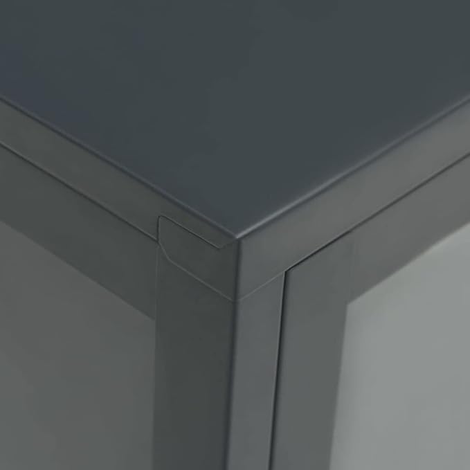 Anthracite Sideboard, Powder-Coated Steel, Tempered Glass Doors, 13.8x41.3x27.6 in. Modern Storage Cabinet for Living Room, Dining Room, Home Office Kitchen Furnitur