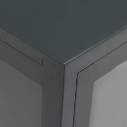 Anthracite Sideboard, Powder-Coated Steel, Tempered Glass Doors, 13.8x41.3x27.6 in. Modern Storage Cabinet for Living Room, Dining Room, Home Office Kitchen Furnitur